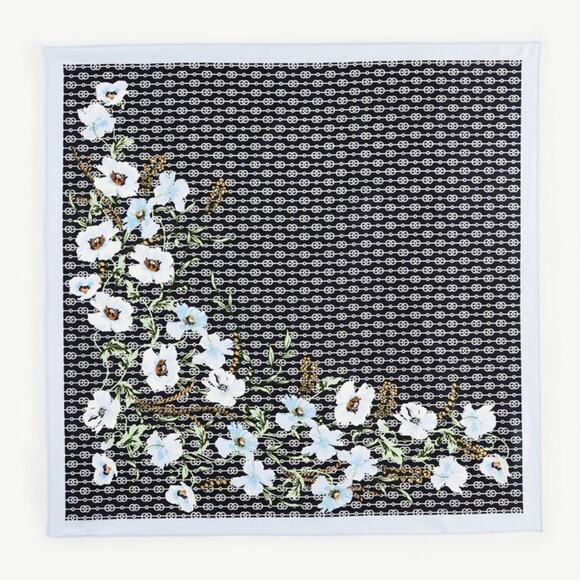Ann Taylor Factory Accessories - Ann Taylor Blue Floral Square Geo Pattern Scarf